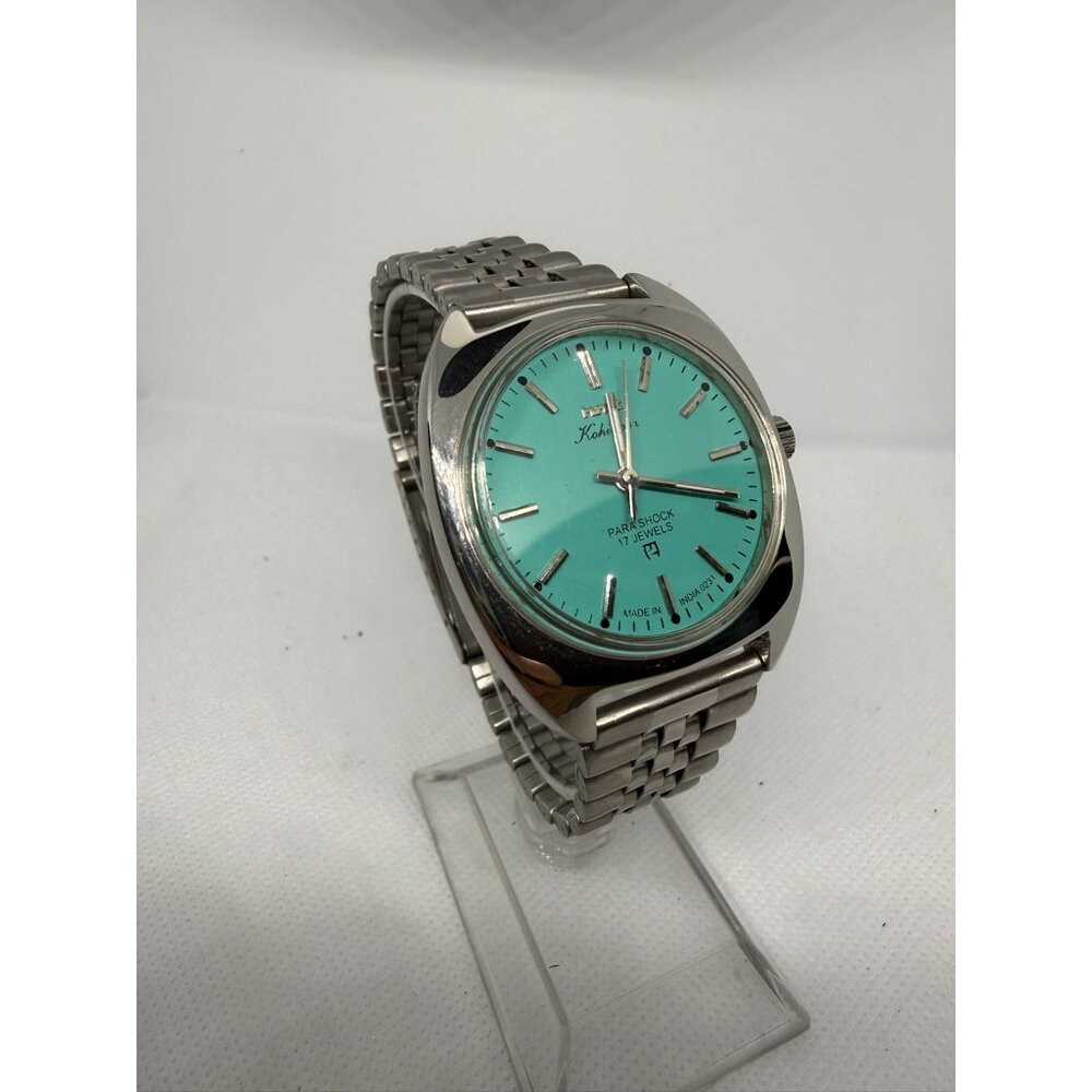Vintage HMT Automatic 17 Jewels Watch Stainless Steel Band & Aqua Dial - Picture 7 of 11